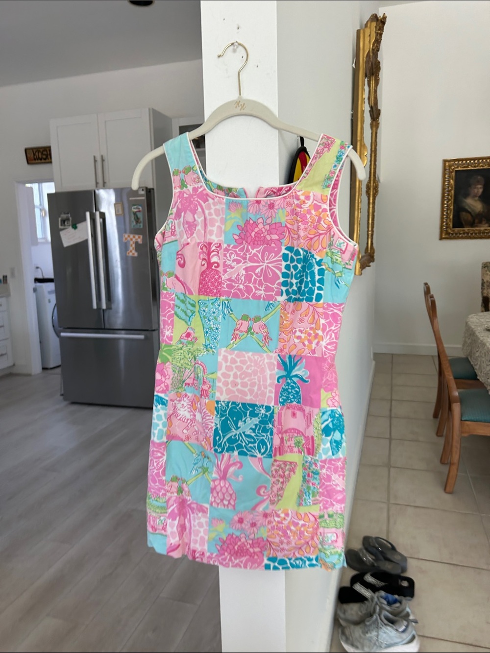 Lilly Pulitzer Girls' Patchwork Tank Dress in Pink, Aqua & Yellow